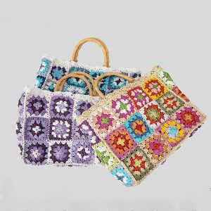 Sac crochet - Sac cabas d'été coloré - Sac cabas de plage